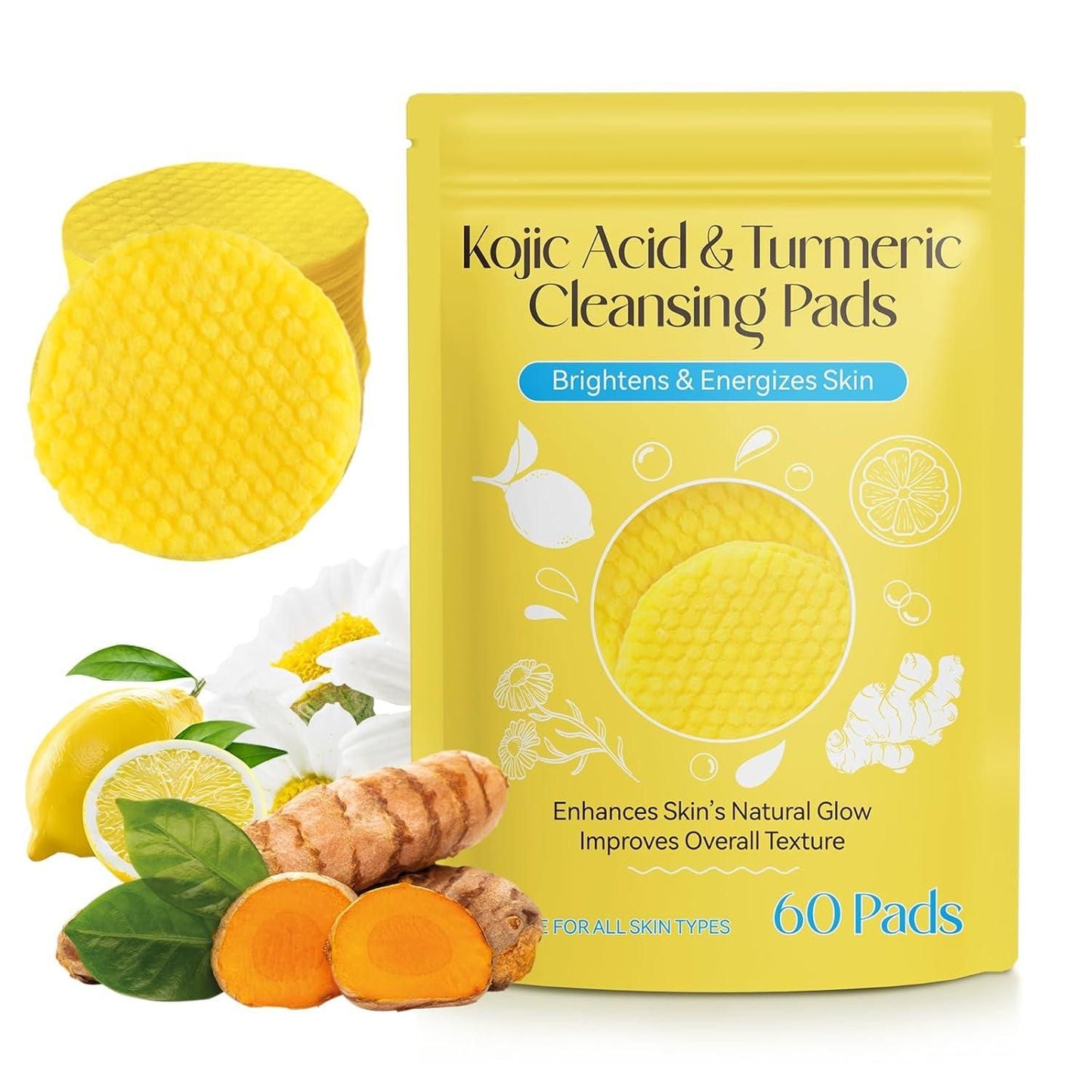 KojicFresh鈩� - Turmeric Kojic Acid Cleansing Pads |馃敟PACK OF 60 PADS馃敟